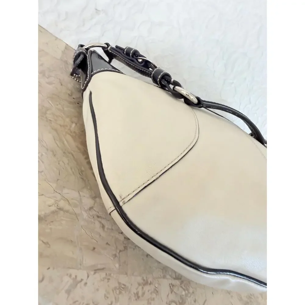 Coach Laura F14886 S Hobo Handbag Black / white Leather shoulder bag Y2K